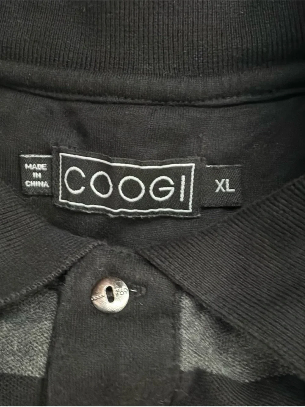COOGI Men's Black & Gray Striped Polo